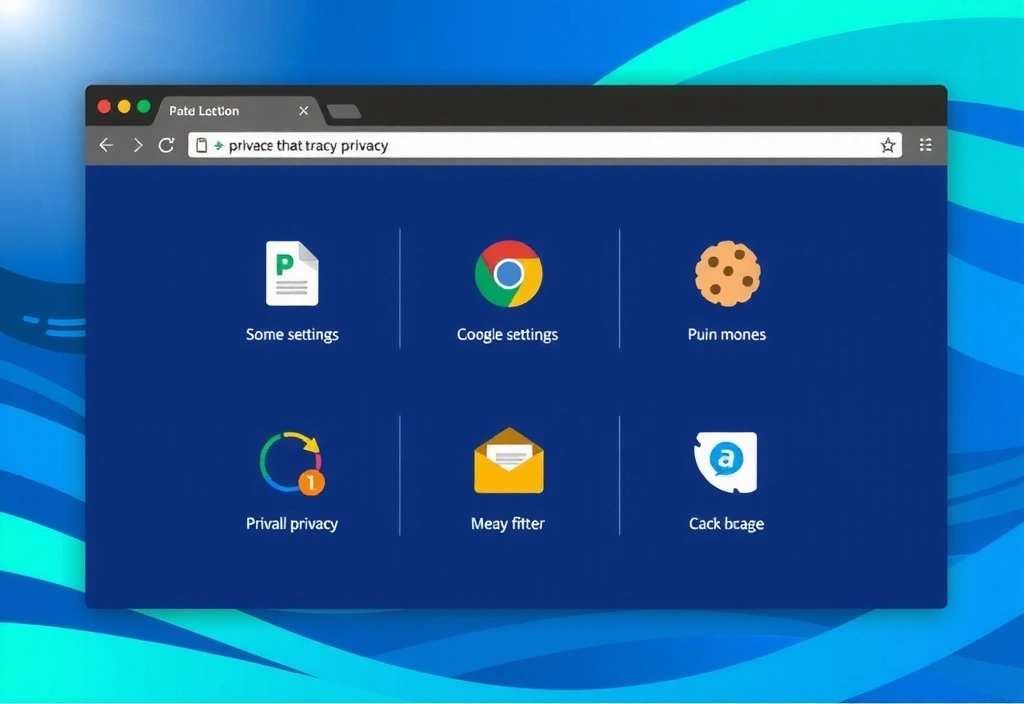 Illustration des paramètres de confidentialité du navigateur avec des icônes de cookies